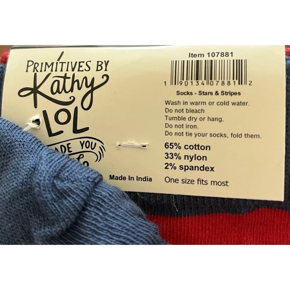NWT Primitives by Kathy Socks - Socks - Stars & Stripes, One Size Fits Most